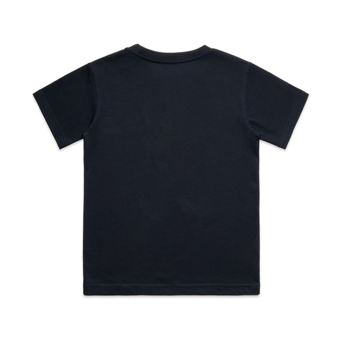 A black youth classic T-shirt featuring a plain design and a logo on the back.