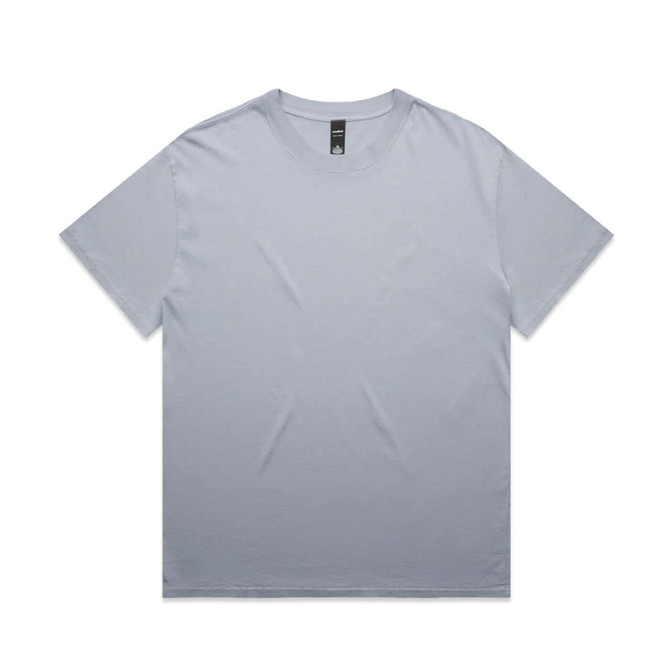 A light grey t-shirt with a relaxed fit and a label inside. The shirt features short sleeves and has a simple design.
