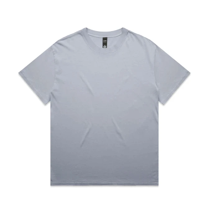 A light grey t-shirt with a relaxed fit and a label inside. The shirt features short sleeves and has a simple design.