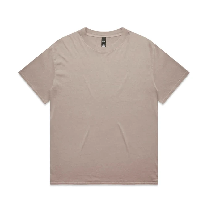 A heavy faded tee in a soft beige colour, featuring a plain design and a label at the neck.