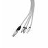 A silver charging cable with three connectors, featuring a keyring attachment. Ideal for charging multiple devices.