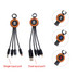 A round light-up charging cable in orange and black, featuring single and dual input ports with a logo.