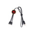 A round-shaped, black long light-up charging cable featuring a central logo and multiple connectors.