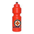 A drink bottle in red with a flip top lid and a logo. It has a capacity of 750ml.