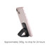 A pink smartphone secured on a black sticky nano rubber pad, angled upright for support.