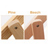 Close-up of wooden beach chair details featuring pine and beech wood finishes with visible screws and smooth edges.