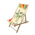 A wooden beach chair featuring a colourful, tropical design with the word "August" prominently displayed.