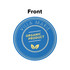 A round blue custom PVC coaster featuring a logo and the words "Organic Product" in the centre.