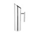A drink bottle featuring a sleek, polished stainless steel design with a pointed spout and a side handle.