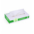 A tissue box in white and green, featuring a logo, designed for home and living use.