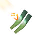 Green ice silk arm sleeves with a gradient design, featuring a logo and offering UPF 40+ protection from the sun.