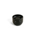 A drink bottle stopper in a sleek black colour, featuring a smooth, rounded design and a logo.