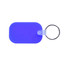 A purple oblong keyring with a silver keyring attachment, featuring a simple design and a smooth surface.