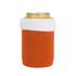 A drink bottle cooler in bright orange with a white fluffy top, featuring a logo on the can.