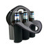 A drink bottle cooler in grey, holding six bottles, featuring a convenient carrying handle and a branded logo.