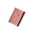 A pink PU leather passport holder with an elastic band and an airplane design, featuring a logo on the front.