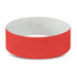 A Tyvek Event Wrist Band in a vibrant red color, designed for use in exhibitions and events.