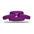 Four purple embossed wristbands stacked together, featuring an embossed gratitude message and a logo.