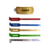 A collection of disposable holographic PVC wristbands in gold, red, blue, green, and silver, featuring assorted branding.