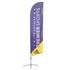 A purple and yellow angled feather banner with a logo, featuring the text "Los Angeles Premier Sports."