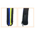 A black and yellow inflatable marquee with zippers and a valve for inflation or deflation.