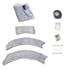 A set of silver metal poles, fabric components, and assorted hardware for a round hanging banner.