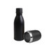 A drink bottle in matte black stainless steel with a detachable cap, featuring a sleek design and metal interior.