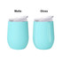 A drink bottle in turquoise featuring a matte and a gloss finish, with clear lids and a logo.
