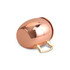 A copper mug with a gold handle, featuring a polished exterior and rounded shape, placed on a white background.