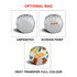 A circular bag featuring a fruit design and two additional plain options. One bag includes printed branding.