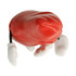 A red liver-shaped stress reliever with white hands and legs, featuring a playful design.