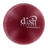 A maroon cricket ball-shaped stress reliever with a white logo and stitching details.