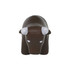 A brown bull-shaped stress reliever with white horns and minimal facial features. It has a smooth, rubbery texture.