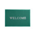 A green debossed floor mat featuring a silver logo and the word "WELCOME" prominently displayed.