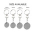 A set of enamel trolley coin keyrings in various sizes—20mm, 23mm, 25mm, and 28mm—each with a metal keyring attachment.