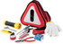 Car utility bag with jumper leads , gloves torch , spanner and plyers with Warning sign