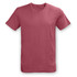 A unisex T-shirt in a muted pink colour with short sleeves and a round neckline, featuring a logo.