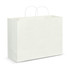 A large, plain white paper carry bag with two handles. The bag features a smooth finish and no visible designs.