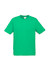 A green short sleeve t-shirt with a relaxed fit and an unmarked label. It features a simple design without additional details.