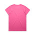 A pink t-shirt with a plain back, suitable for casual wear. It has a logo on the label.