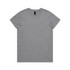 A grey t-shirt featuring a crew neck design and an attached logo.