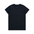 A dark navy t-shirt featuring a round neckline, short sleeves, and a simple design with a logo.