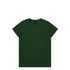 A green T-shirt featuring a crew neck and short sleeves. The garment includes a logo label.