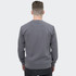A unisex sweatshirt in grey, featuring a classic design and a branding logo on the back.