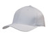 A white sports twill cap featuring a structured design and a curved brim, complete with a logo.