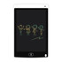 An LCD writing and drawing tablet in black and white with colourful sketches of four stick figures.