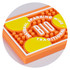 A PVC bar runner featuring orange and yellow colours with circular pads and a textured surface. It has a logo.