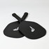 A pair of black pickleball paddles with textured handles, featuring a logo on each paddle.