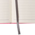 A5 PU cover notebook featuring lined pages and a grey ribbon bookmark, with a vibrant pink exterior.