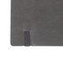 A grey PU cover notebook with a textured finish and an elastic band closure.